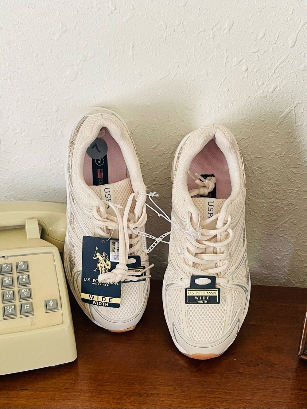 U.S. Polo Assn. Women's Cream Mesh Lace-Up Sneakers